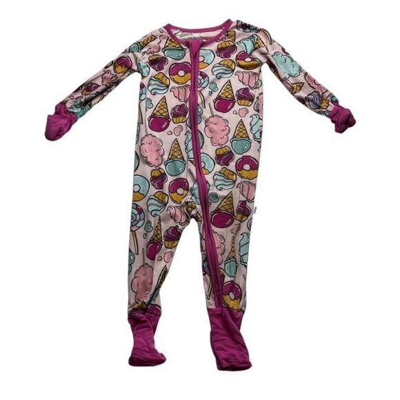 Little Sleepies Pink Sweet Treats Convertible Romper/Sleeper Size 3-6 Months - Picture 1 of 4